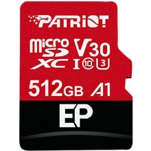 microSDXC (UHS-1 U3) Patriot EP Series 512Gb class 10 V30 (R-100MB/s, W-80MB/s) (adapter SD)