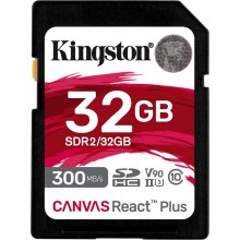 SDHC (UHS-II U3) Kingston Canvas React Plus 32Gb class 10 V90 (R-300MB/s)