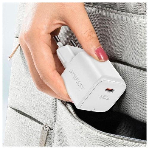 Мережевий зарядний пристрій ACEFAST A77 mini PD30W GaN single USB-C charger set (C3-03) White