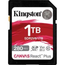 SDXC (UHS-II U3) Kingston Canvas React Plus 1Tb class 10 V60 (R280MB/s, W150MB/s)