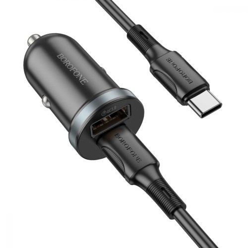 АЗП BOROFONE BZ22 Scenery dual-port PD30W+QC3.0 car charger set(Type-C to Type-C) Black