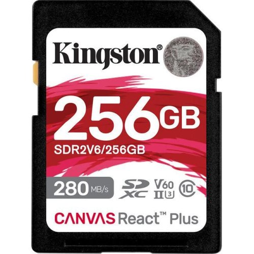 SDXC (UHS-II U3) Kingston Canvas React Plus 256Gb class 10 V60 (R280MB/s, W150MB/s)