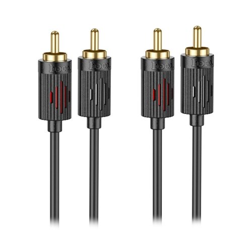 Аудiокабель HOCO UPA29 dual RCA red and white double lotus audio cable Black