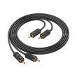 Аудiокабель HOCO UPA29 dual RCA red and white double lotus audio cable Black