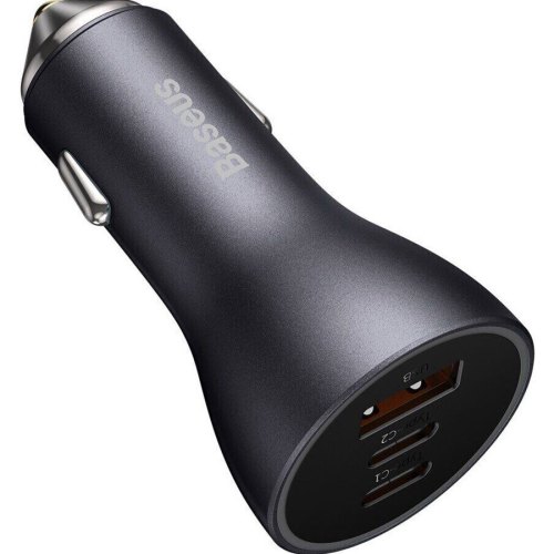 Автомобільний зарядний пристрій Baseus Golden Contactor Pro Triple Fast Charger Car Charger 65W U+C+C Dark Gray