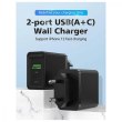 Мережевий зарядний пристрій Vention Two-Port USB(A+C) Wall Charger (18W/20W) EU-Plug Black (FBBB0-EU)