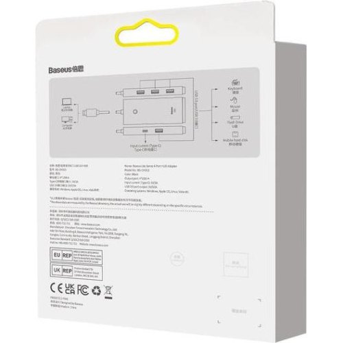 USB-Hub Baseus Lite Series 4-Port Type-C HUB Adapter (Type-C to USB 3.0*4 ) 2m Black