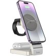 Бездротовий зарядний пристрій HOCO CQ3 Motorcycle folding 3-in-1 magnetic wireless fast charger Milky White