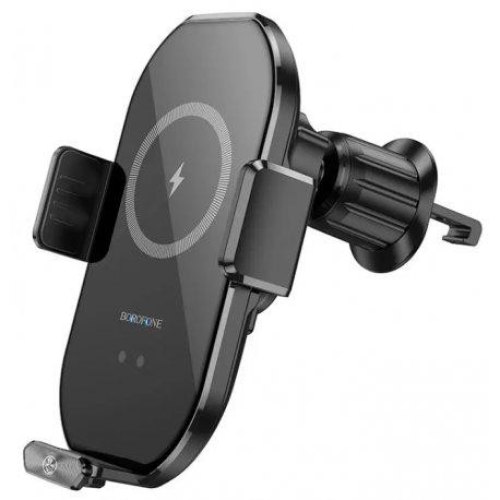Автотримач з БЗП BOROFONE BH205 Rusher infrared wireless fast charging car holder(air outlet) Black