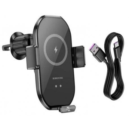 Автотримач з БЗП BOROFONE BH205 Rusher infrared wireless fast charging car holder(air outlet) Black
