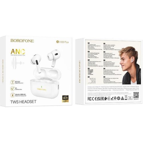 Навушники BOROFONE BW59 Plus True wireless ANC noise reduction BT headset White