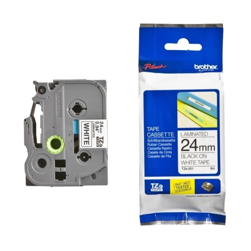 Стрічка Brother 24mm Laminated white, Print black