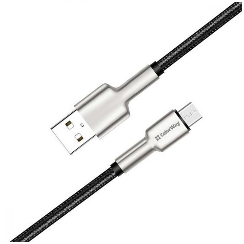 Кабель Colorway USB - MicroUSB (head metal) 2.4а 1м Black