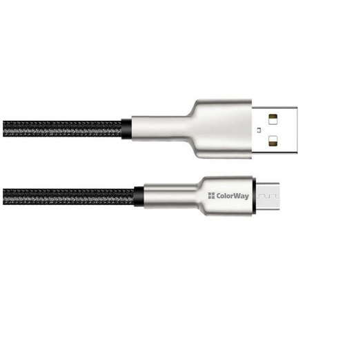 Кабель Colorway USB - MicroUSB (head metal) 2.4а 1м Black