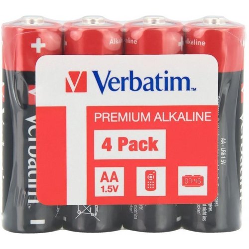 Лужні батарейки Verbatim типу АА (1,5V плівка 4 шт)