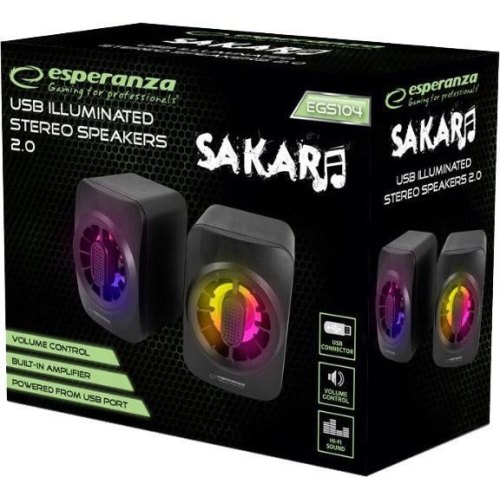 Колонки Esperanza EGS104 2.0 Led Rainbow Sakara Speakers
