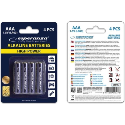 Батарейка ESPERANZA AAA 4 шт EZB102 (AAA x 4)