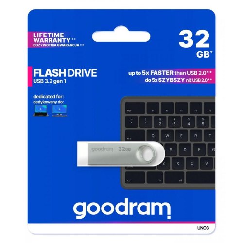 USB Flash Goodram 32GB UNO3 SILVER Metal USB 3. 2 Gen 1 UNO3-0320S0R11