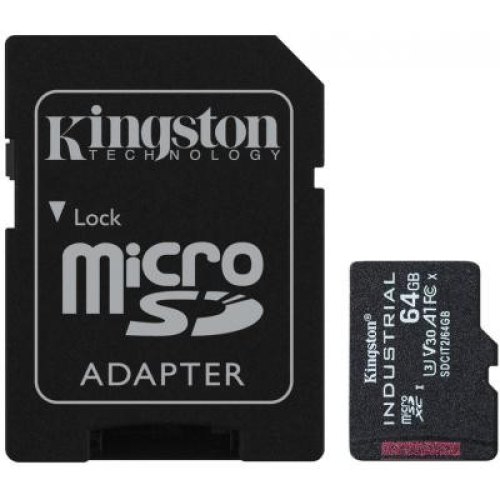 microSDXC 64GB Kingston C10 A1 Industrial UHS-I Speed Class U3, V30, A1 +adapter SDCIT2/64GB