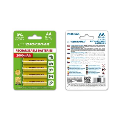 Акумулятор ESPERANZA Ni-MH AA 2000 mAh, 4шт, жовтий EZA104Y (AA x 4)