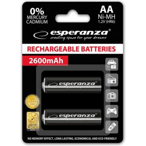 Акумулятор ESPERANZA Ni-MH AA 2600 mAh, 2шт EZA105 (AA x 2)