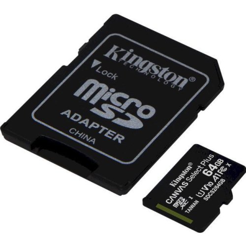 microSDXC 64GB Kingston Canvas Select Plus 10 0R A1 C10 Three Pack + Single Adapter SDCS2/64GB
