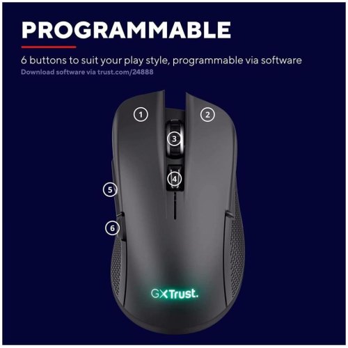 Мишка бездротова Trust GXT 923 Ybar Wireless Gaming Mouse, чорний