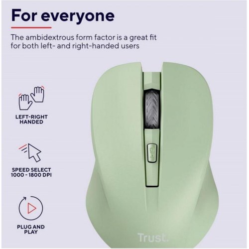 Мишка бездротова Trust Mydo Silent Optical Mouse, зелений