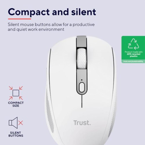 Мишка бездротова Trust Ozaa Compact Multi-Device Wireless Mouse, білий