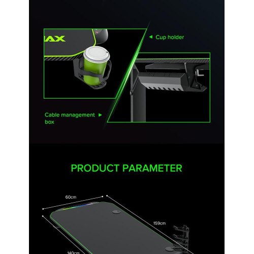 Стіл геймерський GAMEMAX D140 Carbon-RGB