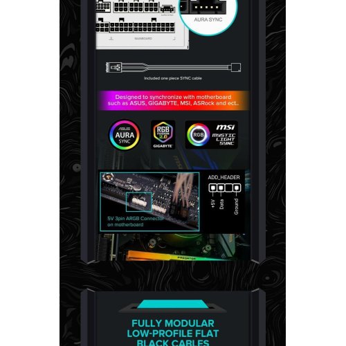 Блок живлення 750W, GAMEMAX RGB 750 PRO WH (