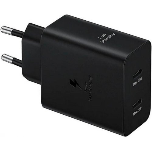 Мережевий зарядний пристрiй Samsung EP-T5020XBEGEU Duo 50W (w C to C Cable) Black