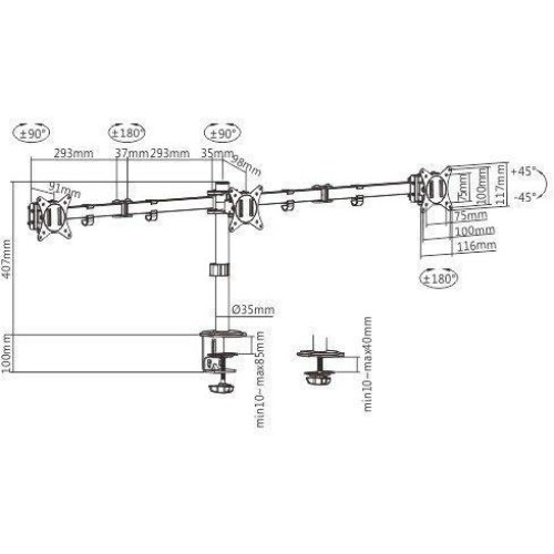 Кронштейн для 3 моніторiв Gembird MA-D3-01