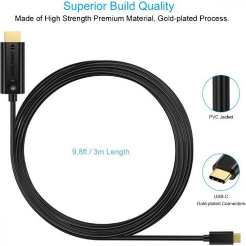 Кабель Choetech XCH-0030BK, 3 м, Black