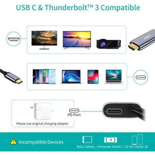 Кабель Choetech XCH-M180GY, 1.8 м, Gray