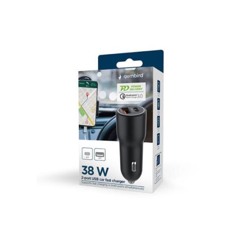 Автомобільний зарядний пристрій Gembird TA-UC-AC2PDQC38-CAR-01