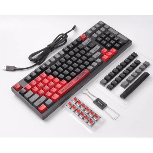 Механічна клавіатура A4Tech Bloody S98, червоні світчі, RGB підсвічування клавіш, USB, чорно-червоний