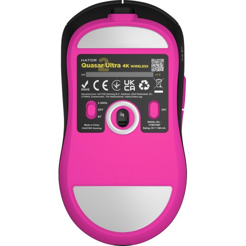 Ігрова миша, бездротова HATOR Quasar 2 Ultra 4K Wireless Black/Pink (HTM570BP)