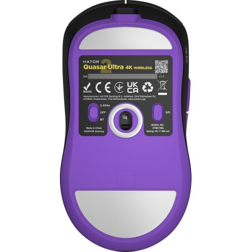 Ігрова миша, бездротова HATOR Quasar 2 Ultra 4K Wireless Black/Lilac (HTM570BL)