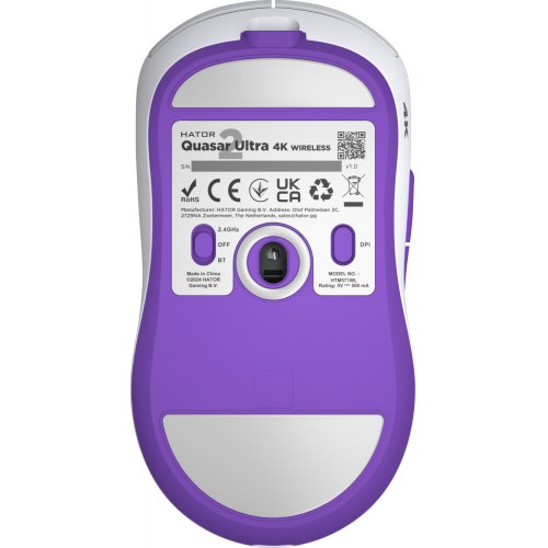 Ігрова миша, бездротова HATOR Quasar 2 Ultra 4K Wireless White/Lilac (HTM571WL)