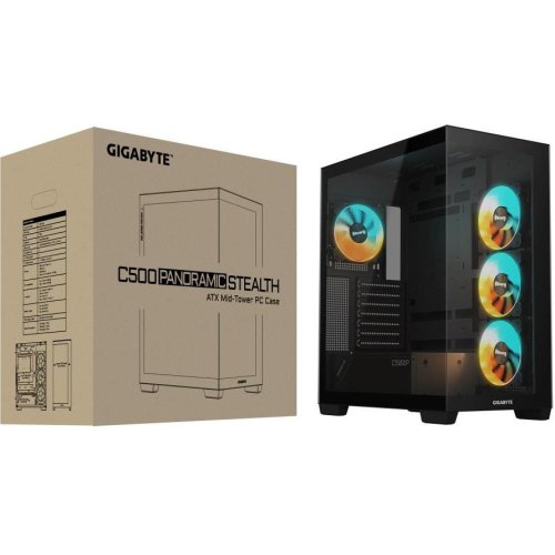 Корпус без БЖ GIGABYTE Mid Tower Панорамні передні та бічні  панелі, підтримка Back-Connect Motherboard Design GB-C500P ST