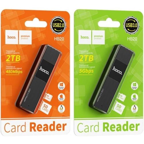Картрідер Hoco HB20 Mindful 2-in-1 USB3.0 Black (735218)