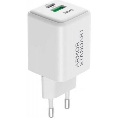 Мережевий зарядний пристрій ArmorStandart AR371 30W GaN Type-C + USB White (ARM77549)