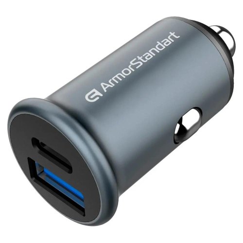 Автомобільний зарядний пристрій ArmorStandart USB Type-C PD20W + USB QC 3.0 Grey (ARM65439)