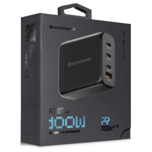 Мережевий зарядний пристрій ArmorStandart Resolute Power ARP-131 100W GaN Black (ARM70024)