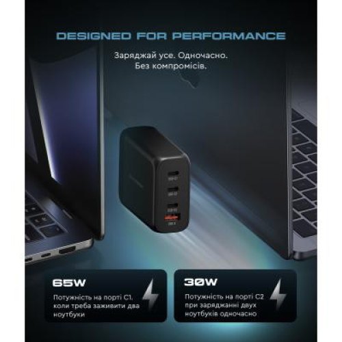 Мережевий зарядний пристрій ArmorStandart Resolute Power ARP-131 100W GaN Black (ARM70024)