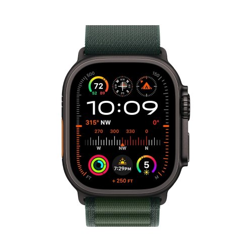 Смарт годиннки Apple Watch Ultra 2 2024 GPS + Cellular 49mm Black Titanium Case with Dark Green Alpine Loop - Large **