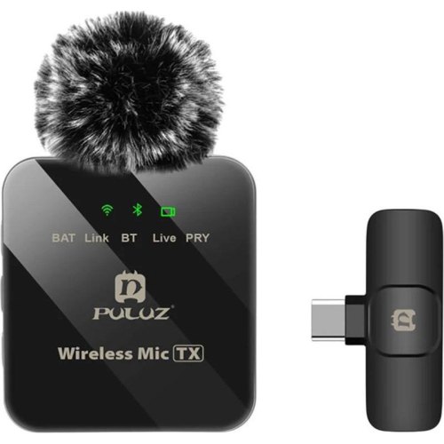 Бездротовий петличний мікрофон PULUZ для телефону, приймач Type-C (чорний)