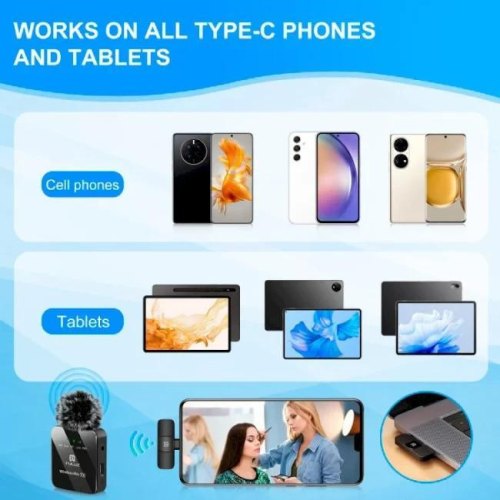 Бездротовий петличний мікрофон PULUZ для телефону, приймач Type-C (чорний)