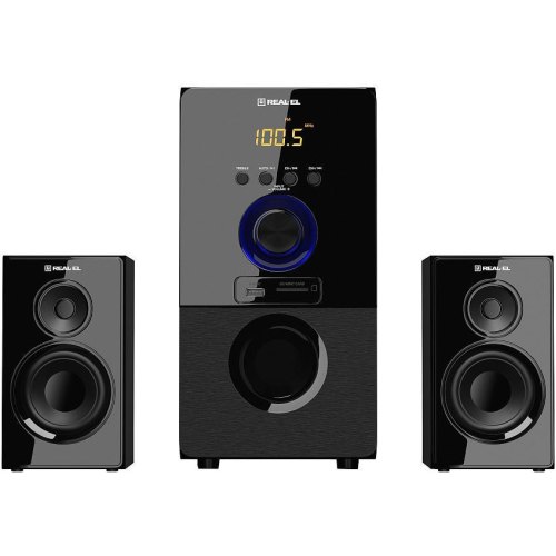 Акустична система 2.1 REAL-EL M-555, Black (55Вт, Bluetooth, FM-тюнер, USB/SD, ПДУ)